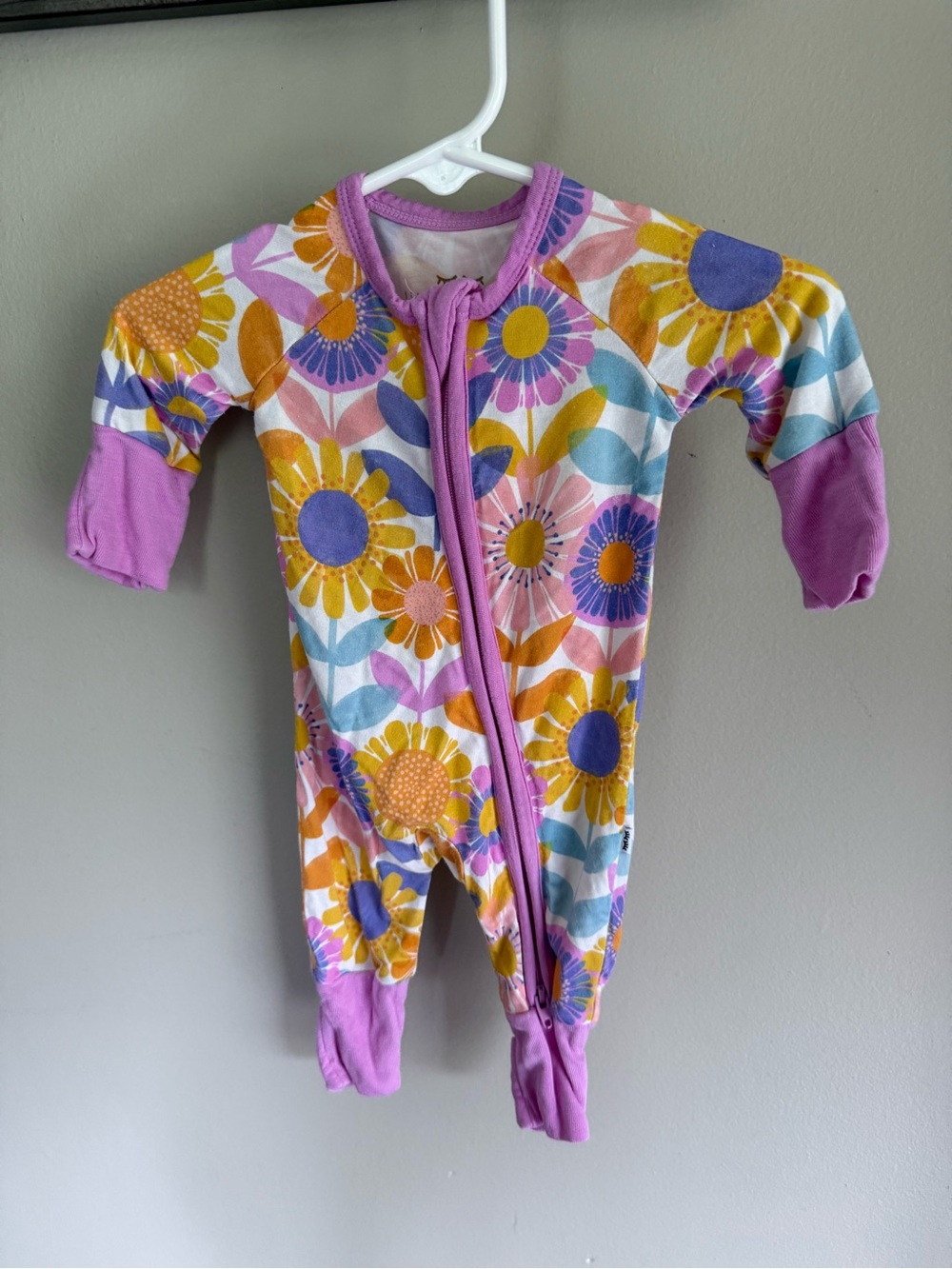 Little Sleepies Purple Multi Floral Zip Footie